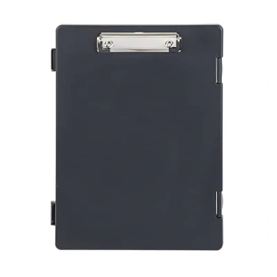 Imagen de MAUL Portapapeles A4 carpeta de documentos con caja almacenamiento para bolígrafo, papel y bloc notas, apertura lateral, adecuado mochila, maletín mochila escolar, color negro