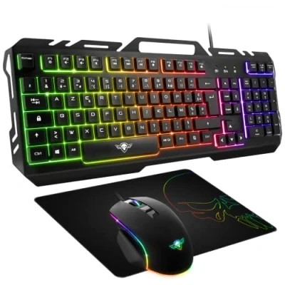 Imagen de SPIRIT OF Gamer Pro MK5 Pack Gaming 3 en 1 Teclado RGB Anti Ghosting Ratón 7 Botones 3200 dpi Alfombrilla Antideslizante Compatible con PC/Playstation/Xbox