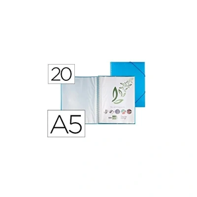 Imagen de Carpeta liderpapel escaparate con espiral 20 fundas polipropileno din a5 azul