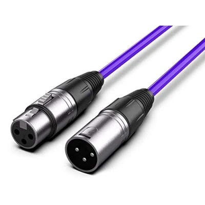 Imagen de Audibax Silver Cable XLR Macho a Hembra Longitud 30 Metros Conectores OFC de Alta Transmisión Señal Recubrimiento PVC Máximo Aislamiento Diámetro 6 mm Color Morado