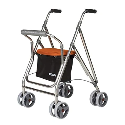 Imagen de Andador para personas mayores Rollator de aluminio con asiento plegable Color naranja