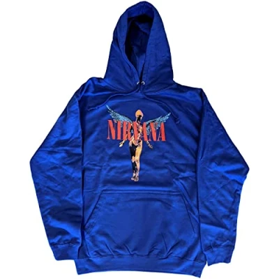 Imagen de Nirvana Sudadera con Capucha de Urero Angelic Band Logo Nuevo Oficial Unisex, turquesa, XXL