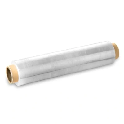 Imagen de película elástica transparente de embalaje 40 cm, para paleta y paquete, rollo 150 a 200 m, 23 micras, plástica autoadherente, versátil, protección mudanzas, cartón, muebles