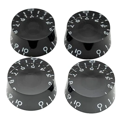 Imagen de Musiclily Pro Tamaño Métrico 18 Splines Botones de Potenciómetros Cilíndrica Perillas para Asia Import Guitarra o Bajo Split Shaft Pots, Negro(Juego 4)