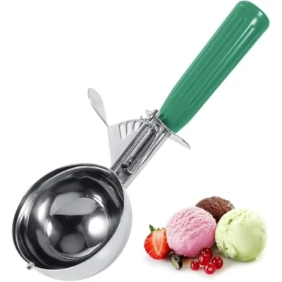 Imagen de Cuchara de helado práctica fruta acero inoxidable con mango plástico Herramienta cocina (Color : Green 6.5cm)