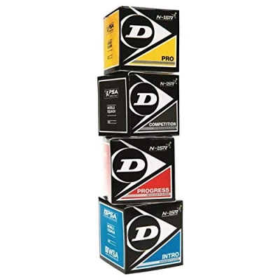 Imagen de Dunlop Juego de Pelotas Squash, 4 Unidades, Azul, Amarillo y Rojo