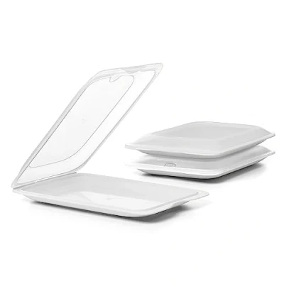 Imagen de TATAY Set de 3 Porta Embutidos y Alimentos Fresh, Libre BPA, Reutilizables, Apilables, Apto Lavavajillas Microondas, Color Blanco Pergamon. Medidas 17 x 3,2 25,2 cm