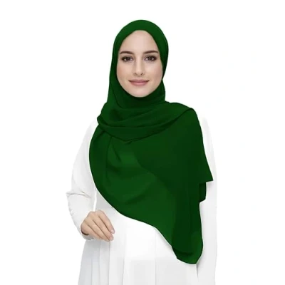 Imagen de Lina &amp; Lily Hijab para Mujer Musulmana, Tela Premium Chifón Ligero y Fluido (Verde Esmeralda)