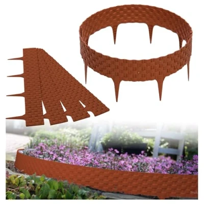 Imagen de GARDENIX® 3,2 m Borde delimitador para césped y jardín cercado, con Aspecto de Rattan, Terracotta