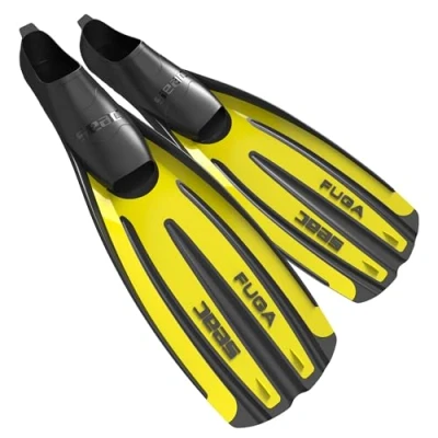 Imagen de Seac Fuga Aletas de Buceo y Snorkel para Adultos con Zapatilla Cerrada, Fabricado en Italia, Amarillo, 38/39