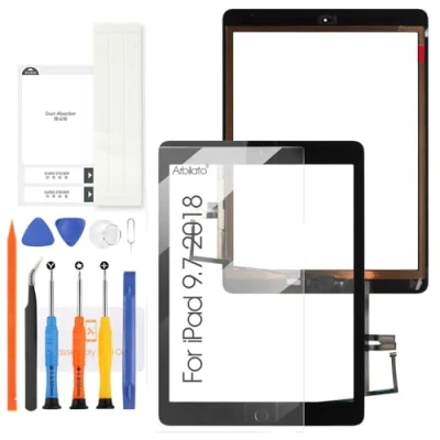 Imagen de Arbilato pantalla de repuesto para iPad 9.7 2018 6th A1893 A1954, 6ª generación táctil iPad6 digitalizador con botón inicio (Negro)