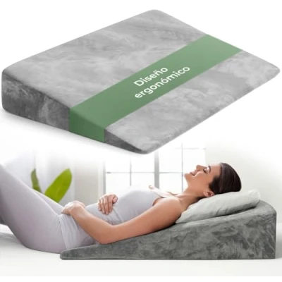 Imagen de Well B4 cojín cuña ergonómico para Cama y sofá, Almohada [con 2 Zonas de reclinación], cojin Espalda, cómoda antirreflujo Lectura elevación del sueño o como Respaldo