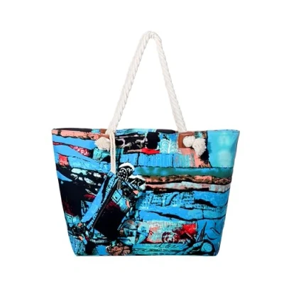 Imagen de DonDon Bolso de Playa Grande Impermeable con Cremallera Abstract Art