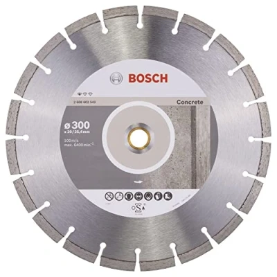 Imagen de Bosch Professional 1 x Disco Tronzador de Diamante Standard for Concrete, para Hormigón, Hormigón Poroso, Ø 300 20/25.40 2.8 10 mm, Accesorios Sierras Mesa, a Gasolina