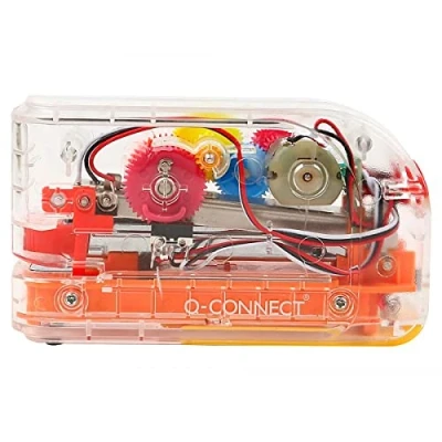 Imagen de Grapadora electrica q connect plastico transparente mecanismo de colores capacidad 20 hojas usa grapas