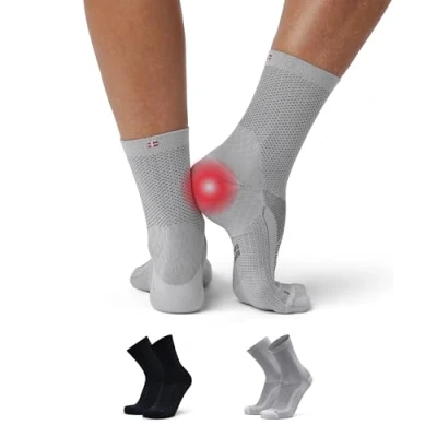Imagen de DANISH ENDURANCE Calcetines con Soporte para Fascitis Plantar, Funcionales Neuropatía, 2 pack, Multicolor (1x Negro/Gris, 1x Gris Claro) 35 38
