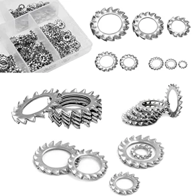 Imagen de HJYZY 300 unidades métricas 304 de acero inoxidable externo Star Washer Kit incluido: M2.5 M3 M4 M5 M6 M8 M10 M12