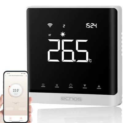 Imagen de termostato de pared para calefacción por suelo radiante, wifi, habitación sobre smartphone Tuya Smart Life Amazon Alexa Google Home controlable,