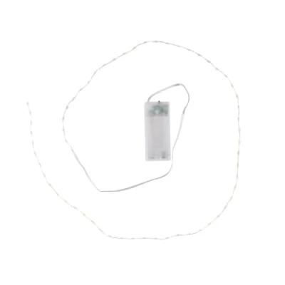 Imagen de Ideen mit Herz Cadena de luces LED alambre, distancia luz 1,5 cm, lámpara extrapequeña, blanca cálida, funciona con pilas, incluye función temporizador (60 ledes, 120 cm