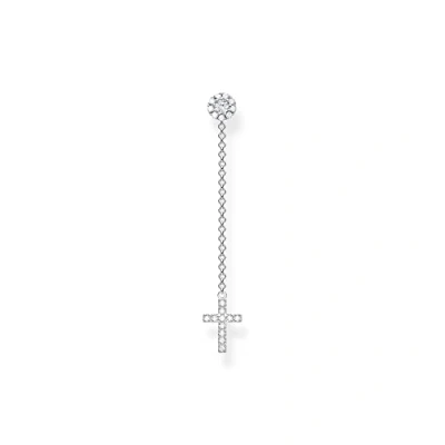 Imagen de THOMAS SABO, Pendientes 925 Plata Óxido de Circonita Mujer, Plateado, OneSize H2239 051 14, OneSize, Plata, Circonia cúbica, Single Earrings Cross