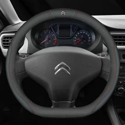 Imagen de OSWINT Coche Funda Volante para Citroen C3 2013 2017, Cuero Cubierta Cubre ProteccióN Accesorios Coches Interior Decoracion