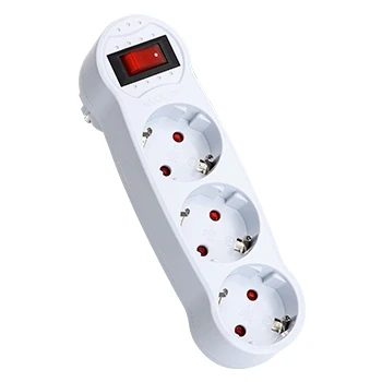 Imagen de Aigostar Adaptador Enchufes Europeos con 1 Tomas y Interruptor,Enchufe de Pared.Con Protección Infantil,16A,250V,Blanco (3 Schuko A, Pieza)