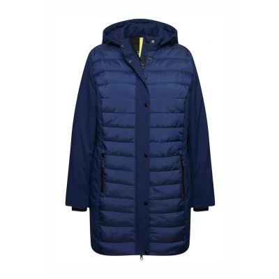 Imagen de Ulla Popken Chaqueta híbrida HYPRAR, Pespunte/Softshell, Cuello alzado, Capucha Azul Noche 50+ 833334740