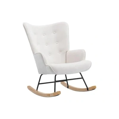 Imagen de Vente unique Mecedora de Tela Beige ELMINA II