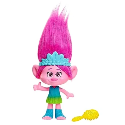 Imagen de Mattel Trolls 3 Todos Juntos Rainbow HairTunes Muñeca Reina Poppy con pelo y corona luces sonidos accesorios para peinar, inspirado en la película, juguete +3 años (HNF20)