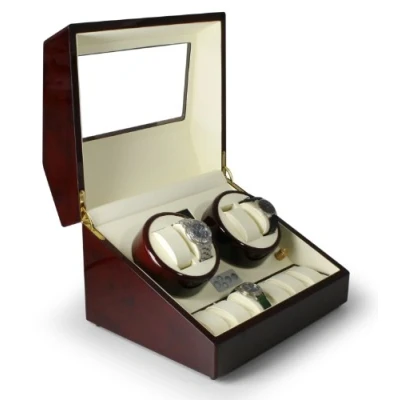 Imagen de Klarstein Old Marshall Estuche con bobinadora para Relojes, Caja 10 2 Bobinas, Soportes c/u, Rotación bidireccional, Modos Preprogramados, Silencioso, Marrón Blanco