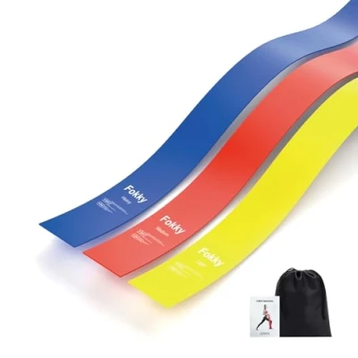 Imagen de Gomas Elasticas Musculacion (Set de 3), Skin Friendly Látex 1.5M/2M Bandas con 3 Niveles Resistencia, Fitness para Yoga, Pilates, Estiramientos