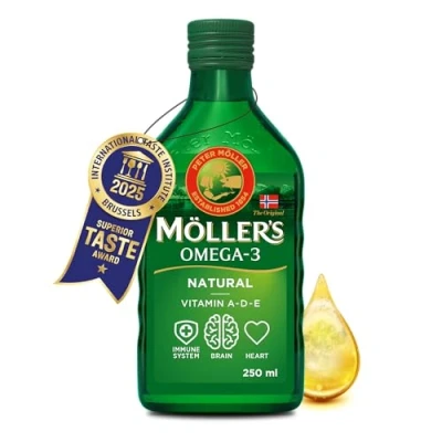 Imagen de Moller’s ® Aceite de hígado bacalao Complemento dietético con omega 3 EPA, DHA y vitaminas A, D E Sabor Neutro 250 ml