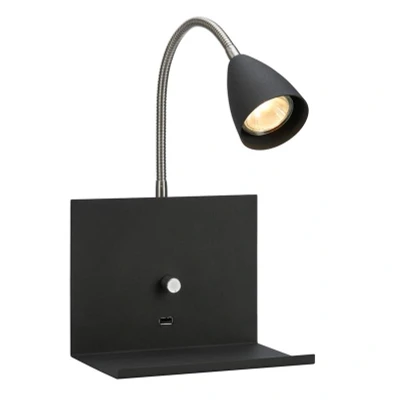 Imagen de Markslöjd Aplique Logi con repisa, negro