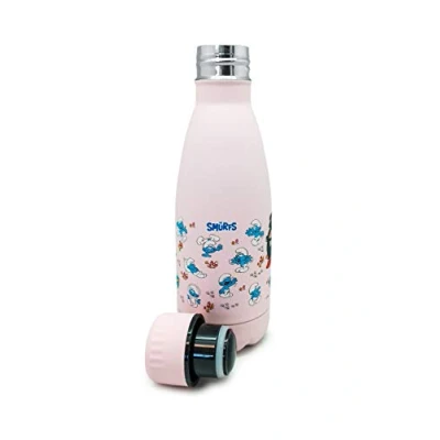 Imagen de Nerthus FIH 756 Botella Termo Doble Pared diseño Color 500ml, Acero Inoxidable, Libre de BPA, 18/8, Pitufos Blanco, 350 ml