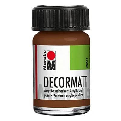 Imagen de Marabu 14010039047 Decormatt acrílico marrón claro 047, 15 ml, pintura acrílica a base de agua, cremosa y color intenso, resistente la saliva, intemperie, para pintar estarcir