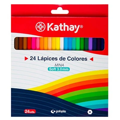 Imagen de Kathay 86233699. Caja de 24 Lápices Madera Colores, Mina Soft 3.0mm, Perfectos para Colorear