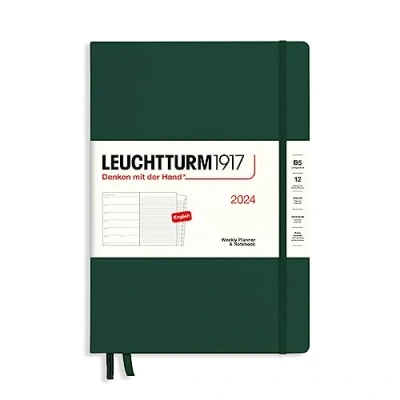 Imagen de LEUCHTTURM1917 367750 Calendario semanal y cuaderno Composition (B5) 2024, 12 meses, Forest Green, Inglés