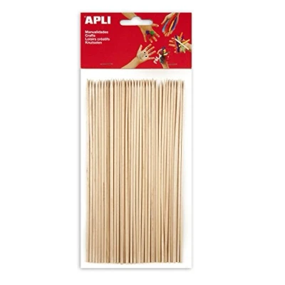 Imagen de APLI Kids 13483 Bolsa palo redondo madera pincho 200 x 3 mm, 50 uds