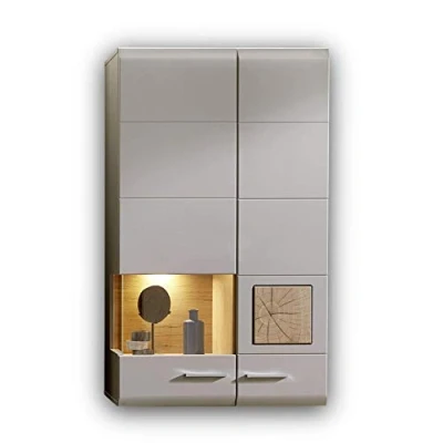 Imagen de Stella Trading Fun Plus 2 Colgante en basalto con Bonitas Aplicaciones de Madera Cerebro Moderna Vitrina Cristal iluminación LED, ingeniería Vidrio, Gris, Armario Pared