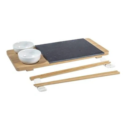 Imagen de H&amp;h sushi box 10 pezzi in ardesia e bambu&#039; 14x30cm