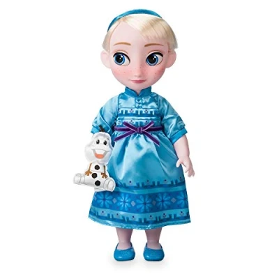 Imagen de Disney Store: muñeca de Princesa niña Coleccionable Elsa (colección Animators), Frozen, 39 cm, Pelo enraizado, Traje y Zapatos realistas, Juguete Olaf en Raso Acolchado, para Mayores 3 años