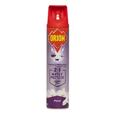Imagen de Orion Insecticida en Aerosol 2en1 Mata y Protege contra Moscas Mosquitos, Aroma Floral 600 ml