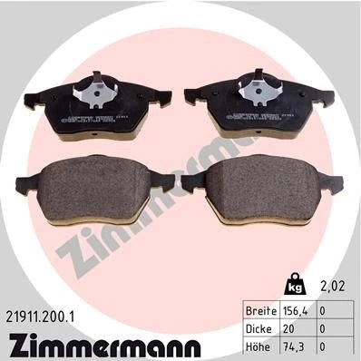 Imagen de ZIMMERMANN 21911.200.1 Juego de pastillas freno Foto correspondiente a la entrega SEAT: Ibiza 3, Leon I Hatchback, Toledo 2 Limousine