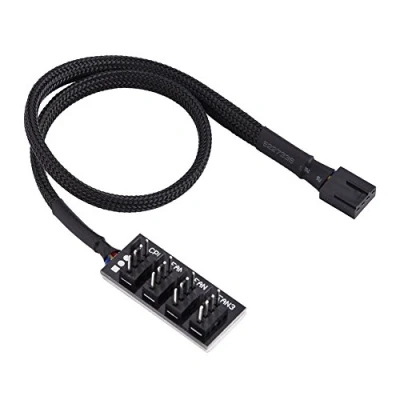 Imagen de Kafuty Adaptador de Cable extensión PWM Conector Ventilador para computadora Divisor alimentación Caja 4 Pines, Compatible con Ventiladores 3 Pines /