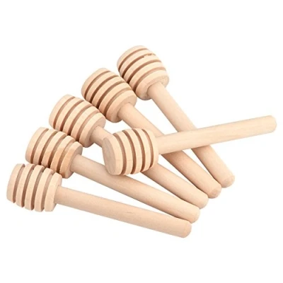 Imagen de Cuchara de miel, 50 unidades, para uso doméstico, madera, agitación, bastón, cuchara, tubo portátil, mini agitador, palillo Jam Jar, dispensador Drizzle Honey Wooden café, leche y té (10 cm)