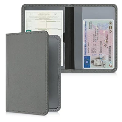 Imagen de kwmobile Funda para carné de conducir Estuche neopreno permiso circulación con espacio tarjetas polvo piedra