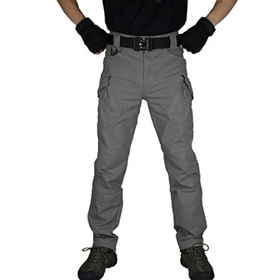 Imagen de zuoxiangru Pantalones Militares de Combate táctico para Hombres, Casuales Carga Trabajo al Aire Libre (Gris, Tag L)