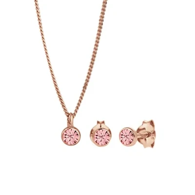 Imagen de Elli Juego de Joyas Mujeres Básico Colgante Solitario Pendientes Botón con Cristal en Plata Ley 925