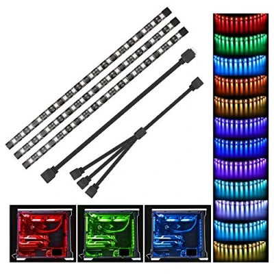 Imagen de Speclux Led PC Tira RGB Strip para caja de modding, control la placa base, 12V 4pin RGB, compatible con Asus Aura, Asrock Led, Gigabyte Fusion, MSI Mystic Light