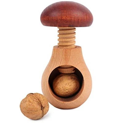 Imagen de Creative Home Cascanueces de Madera en Forma Seta 10 x 6 Haya Natural con el Mecanismo Tornillo Sólido y Útil